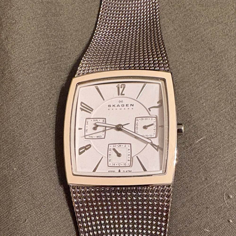 Skagen Silver Square Dial Mesh Watch